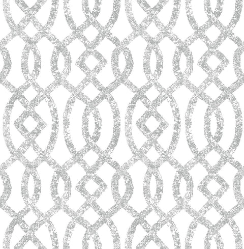 Ethereal Silver Trellis Wallpaper