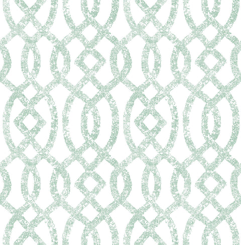 Ethereal Sea Green Trellis Wallpaper