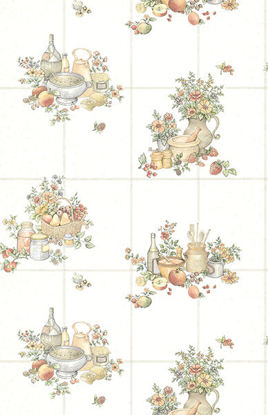2813-24991 Giada Off-white Fruit Basket Tile Wallpaper
