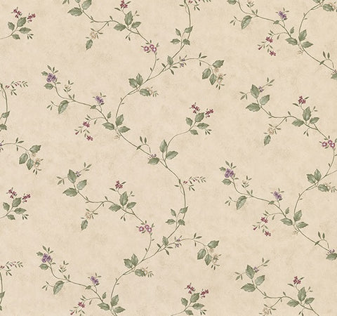 2813-25193 Ree Beige Mini Floral Trail Wallpaper