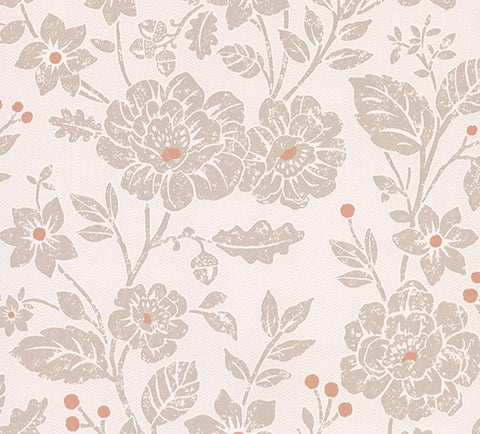 2813-M1351 Bourdain Light Brown Floral Wallpaper