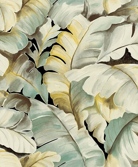 2813-SY5151P Ramsay Green Banana Leaf Wallpaper