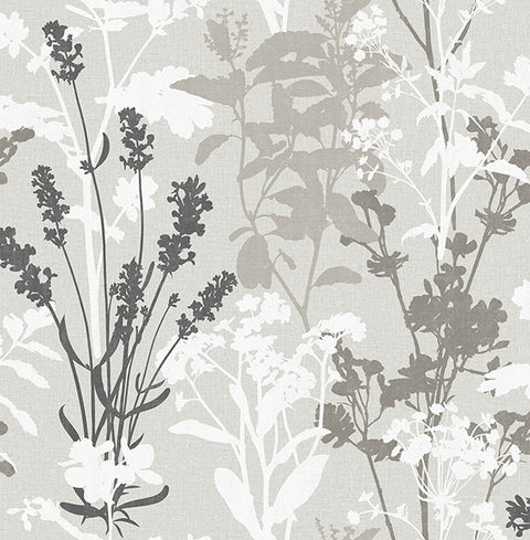 2814-24571 Pippin Grey Wild Flowers Wallpaper