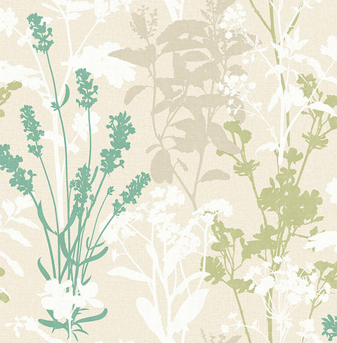 2814-24573 Pippin Green Wild Flowers Wallpaper