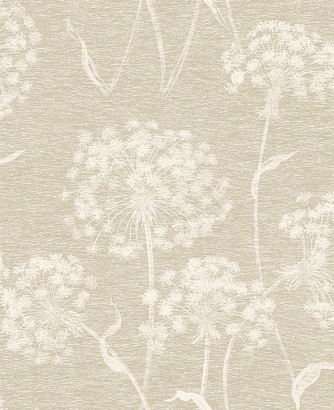 2814-24577 Garvey Taupe Dandelion Wallpaper