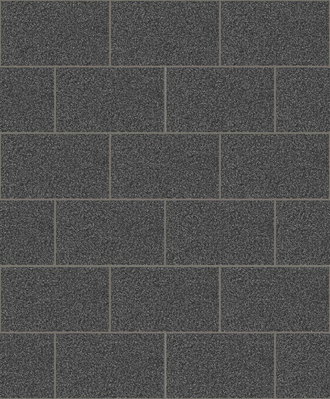 2814-M1055 Neale Black Subway Tile Wallpaper