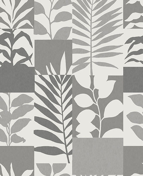 2814-M1383 Hammons Silver Block Botanical Wallpaper