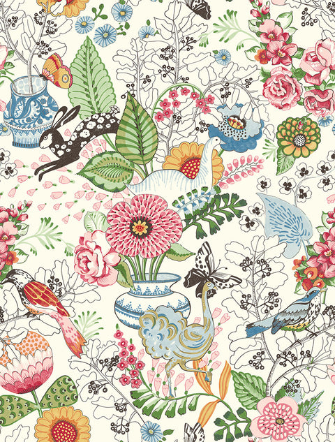 2821-12801 Whimsy Multicolor Fauna Wallpaper