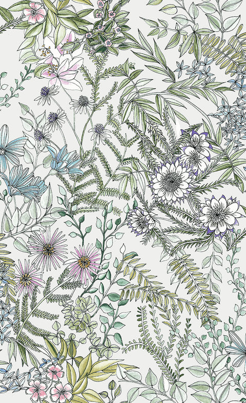 2821-12901 Full Bloom Off-White Floral Wallpaper