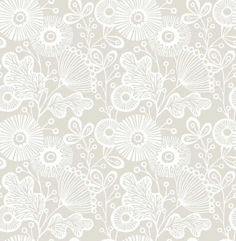 2821-25112 Ana Taupe Floral Wallpaper