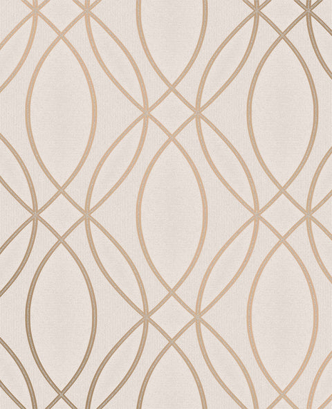 2834-42345 Lisandro Rose Gold Geometric Lattice Wallpaper