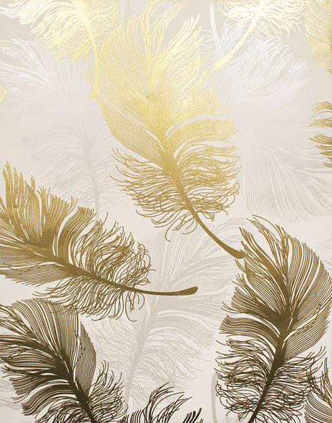 2834-M1392 Clemente Gold Foil Feather Wallpaper