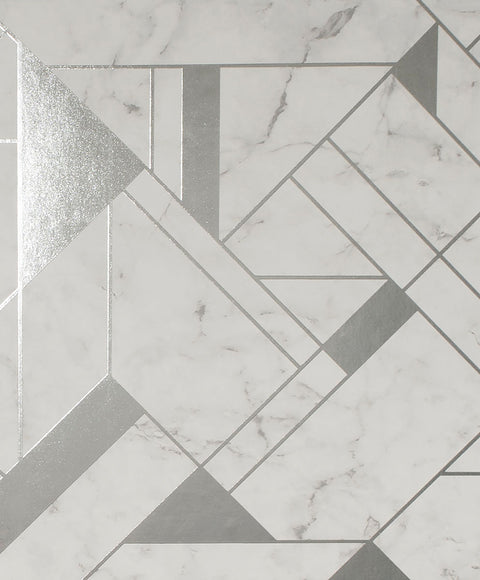 2834-M1467 Gulliver Silver Marble Geometric Wallpaper