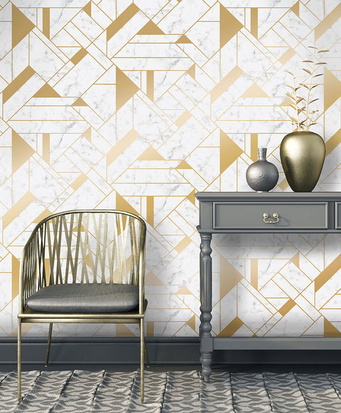 2834-M1468 Gulliver Off-white Marble Geometric Wallpaper