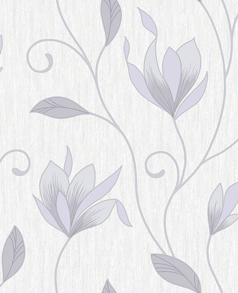 2836-M0852 Mercutio Grey Floral Trail Wallpaper