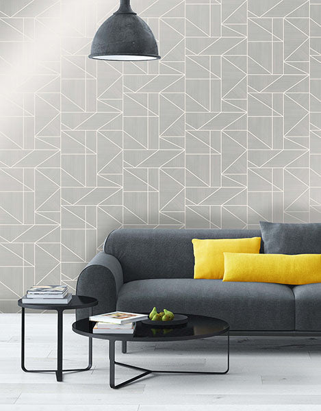 2836-M1381 Malvolio Silver Geometric Wallpaper