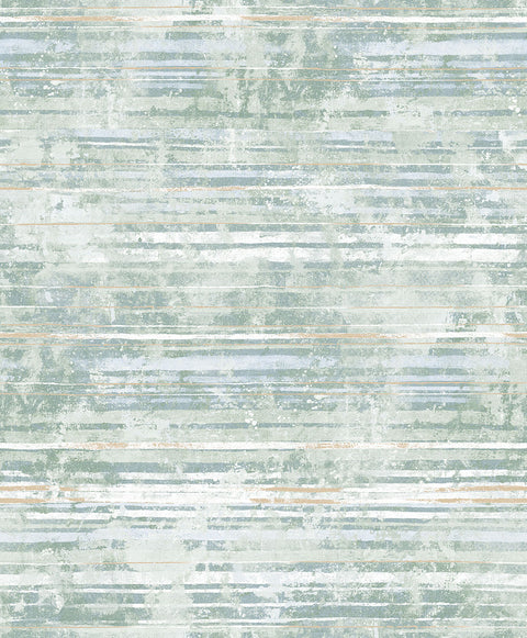 2838-IH2256 Makayla Sea Green Distressed Stripe Wallpaper