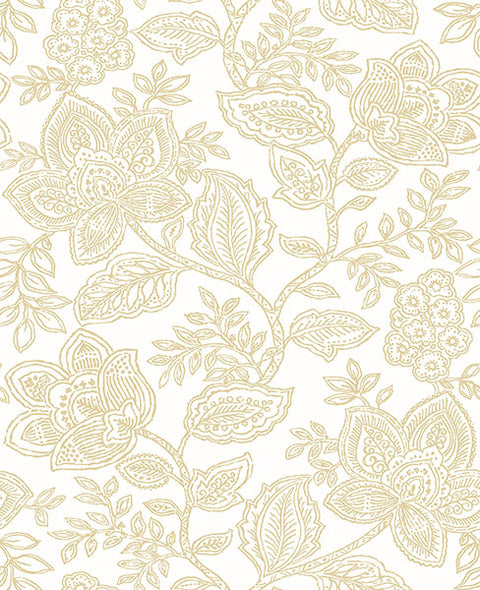 2861-25732 Larkin Khaki Floral Wallpaper