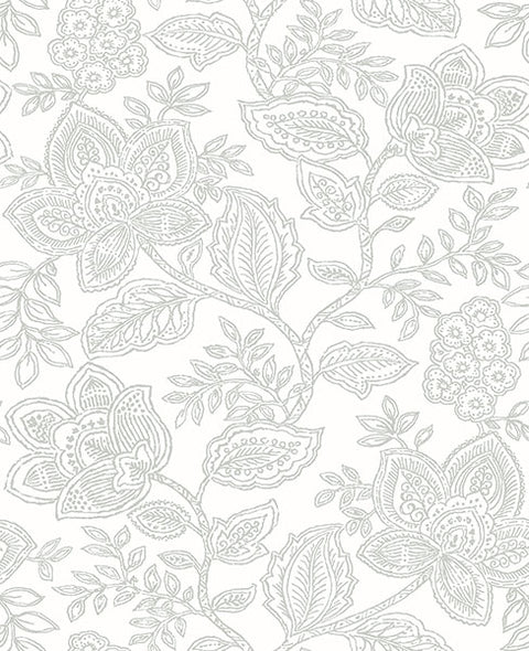 2861-25733 Larkin Grey Floral Wallpaper
