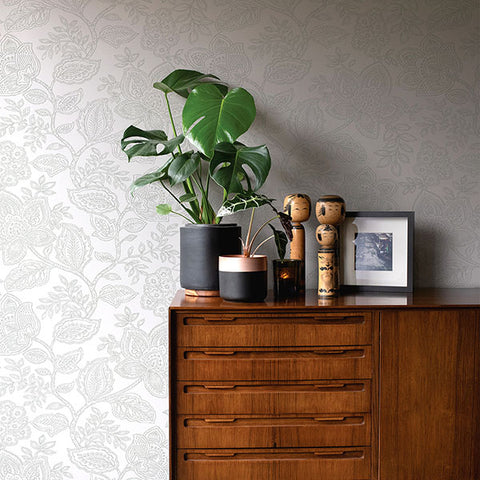 2861-25733 Larkin Grey Floral Wallpaper
