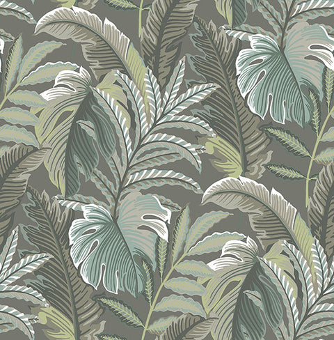 2861-25761 Verdant Dark Grey Botanical Wallpaper