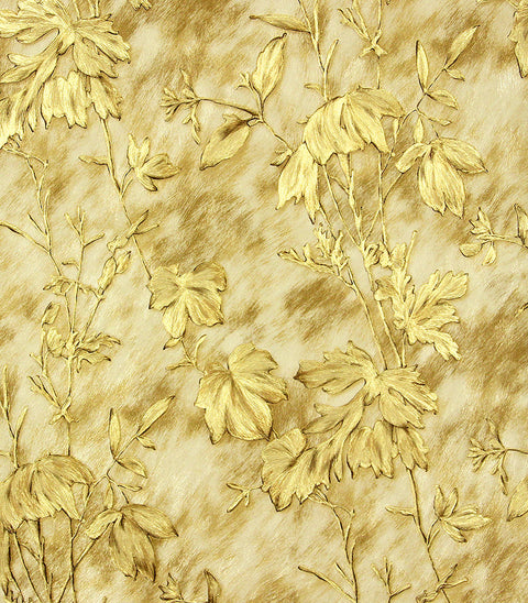 2871-88742 Portofino Gold Cow Leaves Wallpaper