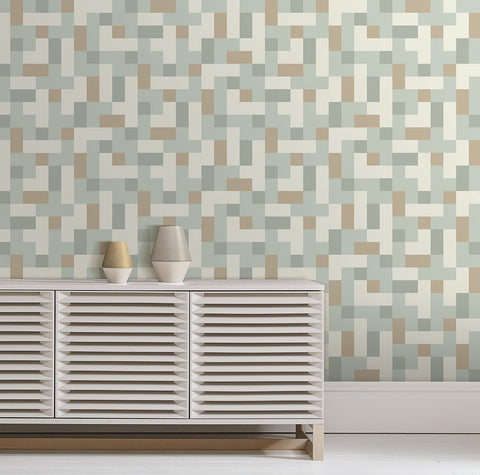 2889-25222 Alby Mint Geometric Wallpaper