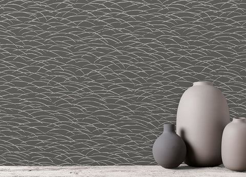 2889-25245 Hono Taupe Abstract Wave Wallpaper