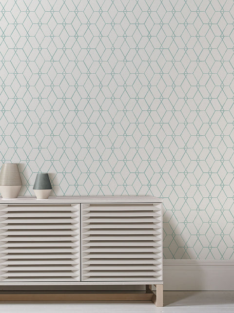 2889-25251 Osterlen Teal Trellis Wallpaper