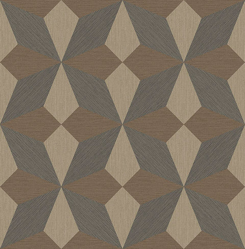 2896-25303 Valiant Copper Faux Grasscloth Mosaic Wallpaper