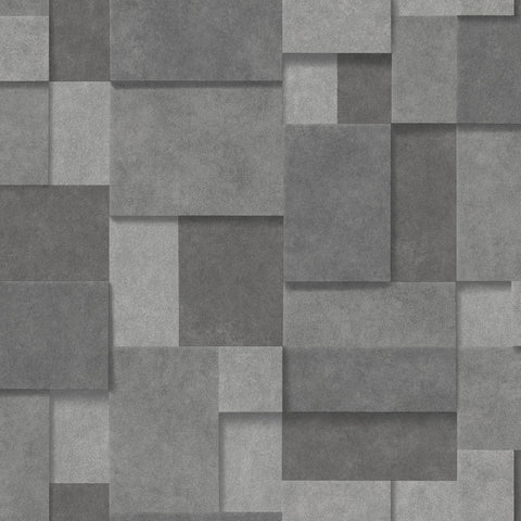 2896-25354 Duchamp Dark Grey Patchwork Metallic Wallpaper