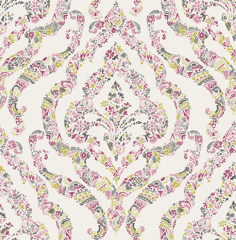 2901-25402 Featherton Pink Floral Damask Wallpaper