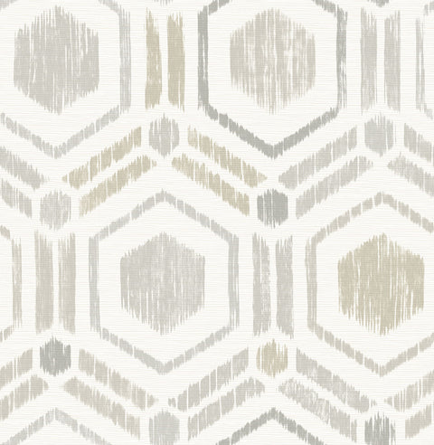 2901-25434 Borneo Light Grey Geometric Grasscloth Wallpaper