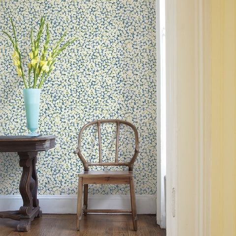 2901-25445 Giverny Blue Miniature Floral Wallpaper