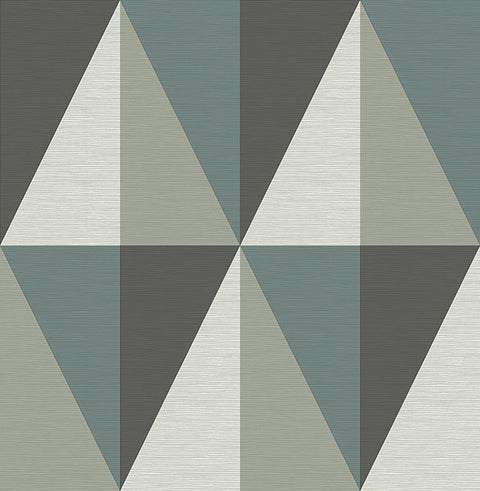 2902-25539 Aspect Teal Geometric Faux Grasscloth Wallpaper