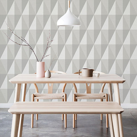 2902-25540 Aspect Grey Geometric Faux Grasscloth Wallpaper