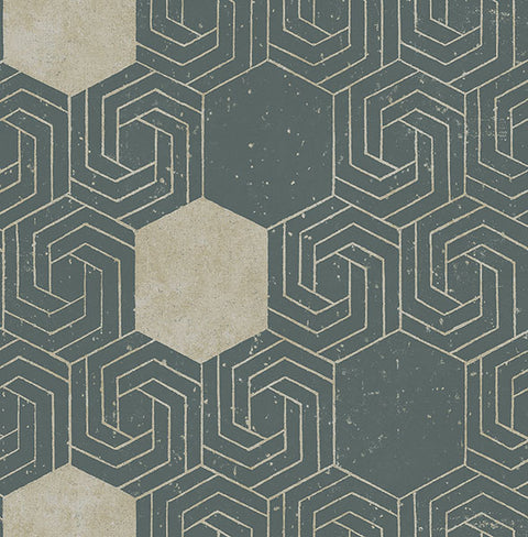 2902-25545 Momentum Dark Green Geometric Wallpaper