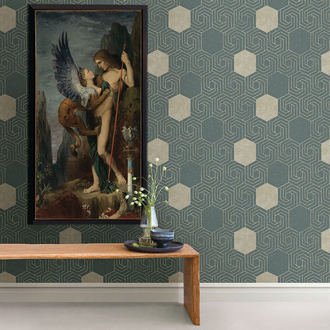 2902-25545 Momentum Dark Green Geometric Wallpaper