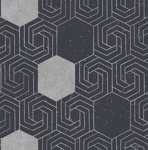 2902-25547 Momentum Navy Geometric Wallpaper