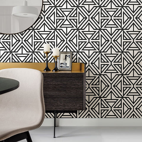 2902-25553 Helios Black Geometric Wallpaper