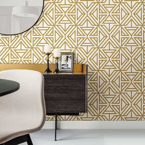 2902-87330 Helios Mustard Geometric Wallpaper