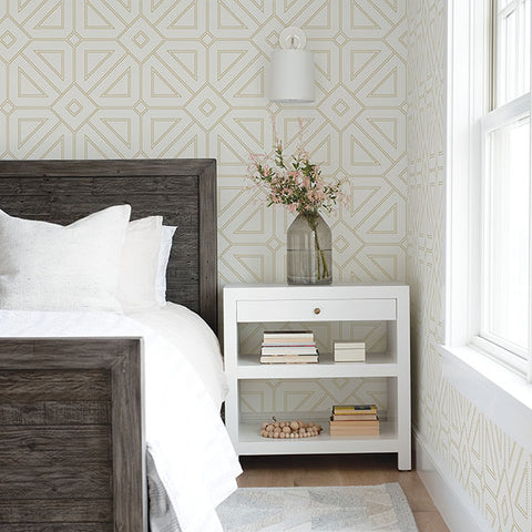 2902-87335 Voltaire Ivory Geometric Wallpaper