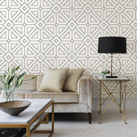 2902-87336 Voltaire Off-White Geometric Wallpaper