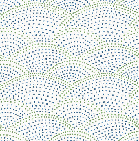 2903-25800 Bennett Blue Dotted Scallop Wallpaper