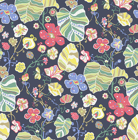 2903-25809 Gwyneth Navy Floral Wallpaper