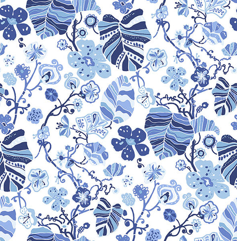 2903-25810 Gwyneth Indigo Floral Wallpaper