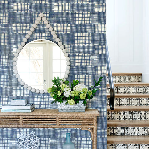 2903-25822 Maxwell Blue Geometric Wallpaper