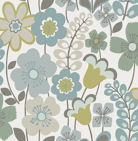 2903-25827 Piper Green Floral Wallpaper