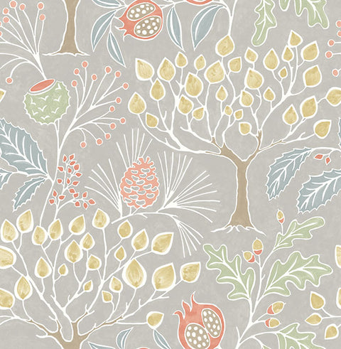 2903-25829 Shiloh Light Grey Botanical Wallpaper