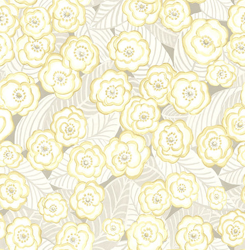 2903-25834 Emery Light Yellow Floral Wallpaper